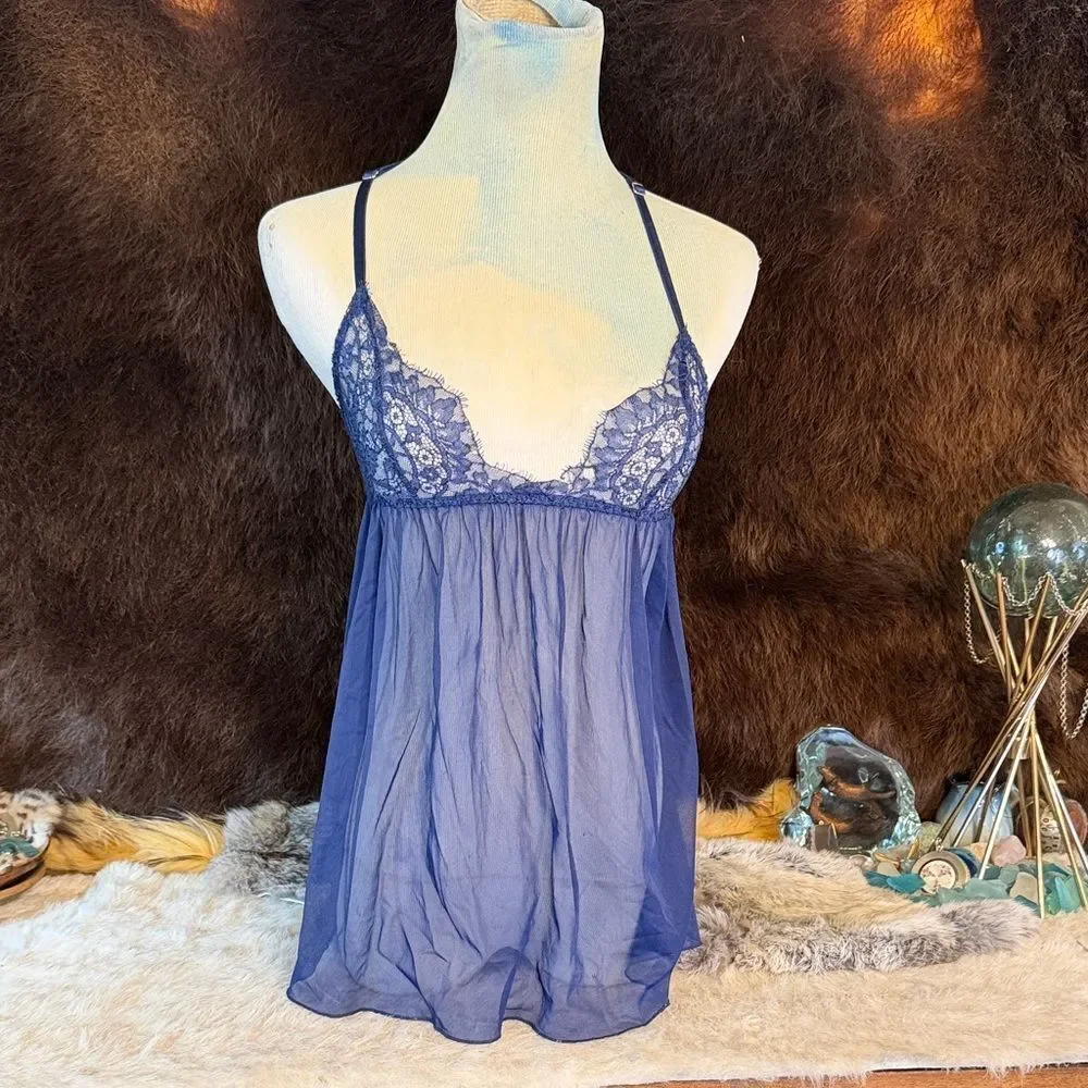 Elegant Blue Lace Babydoll XS (4090)